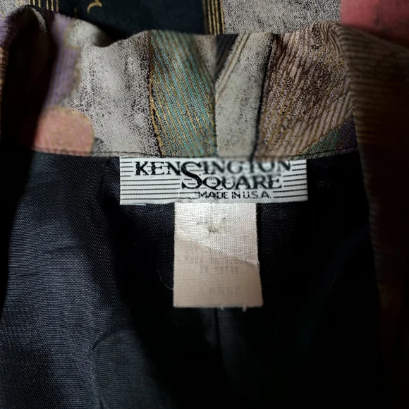 VTG USA Women L Boxy Lagenlook Art to Wear Light 80's Kimono Blazer - Picture 7 of 8